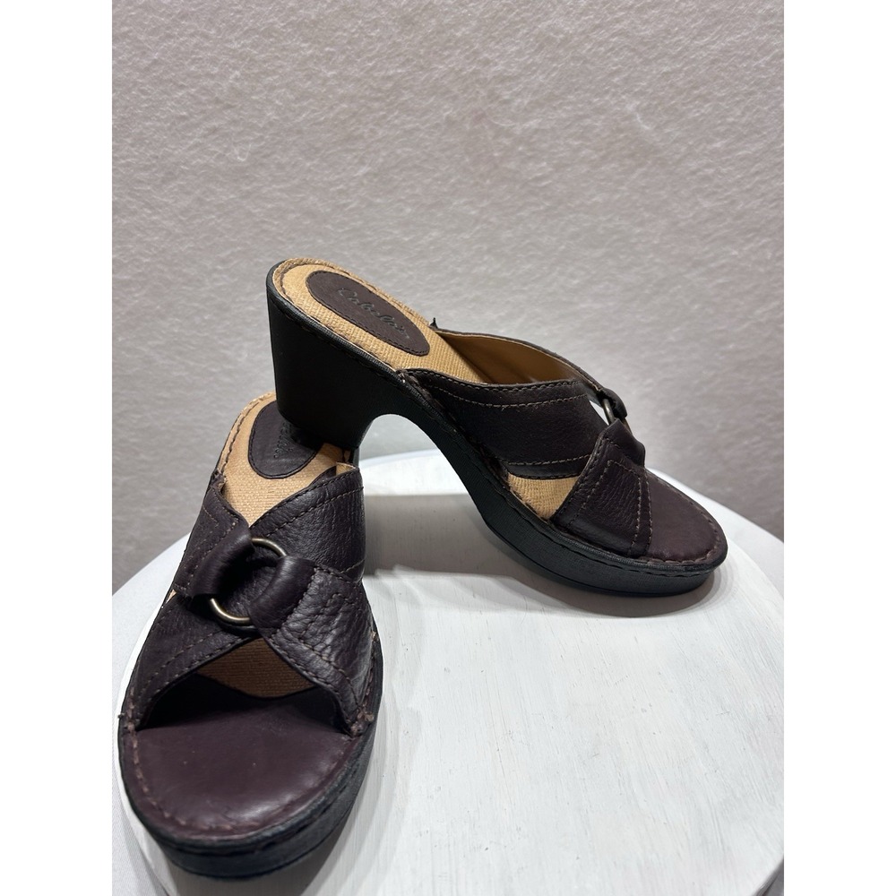 Cabela's Leather Sandals Women's Brown 7M LEATHER Cross Strap  Chunky Heel